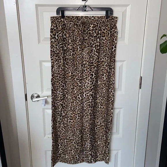 NWOT Michael Kors Leopard Print Wide Leg Pants - Picture 5 of 11